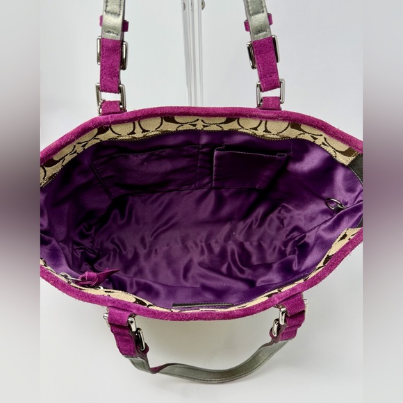 Coach Vintage Signature Canvas Monogram Tote Bag with Metallic and Suede Accents - Picture 8 of 11